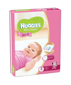 Подгузники Huggies Ultra Comfort Girl №3 (5-9 кг) 80шт. для девочек