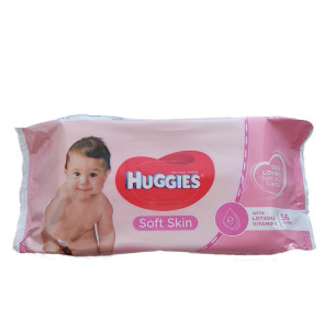 Салфетки мягкие Huggies Soft Skin, влажные, очищающие, 56 шт.