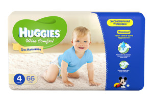 Подгузники Huggies Ultra Comfort Boy №4 (8-14кг) 66шт., для мальчиков