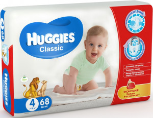Подгузники Huggies Classic №4 (7-18 кг) 68шт.