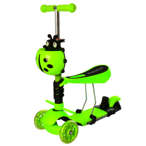 Самокат iTrike JR 3-077-A Божья коровка, MAXI, с сиденьем и корзинкой