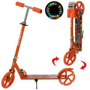 Самокат iTrike SR 2-010-1-L двухколесный, складной, светящиеся колеса