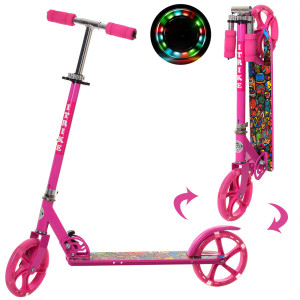 Самокат iTrike SR 2-010-1-L двухколесный, складной, светящиеся колеса