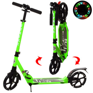 Самокат двухколесный iTrike SR 2-018-2-L, складной, взрослый, светящиеся колеса