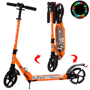 Самокат двухколесный iTrike SR 2-018-2-L, складной, взрослый, светящиеся колеса