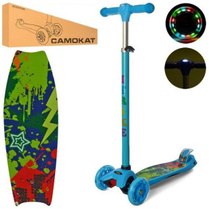 Самокат iTrike JR 3-055 MAXI, с фонариком, четырехколесный