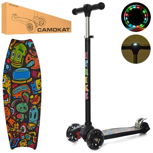 Самокат iTrike JR 3-055 MAXI, с фонариком, четырехколесный