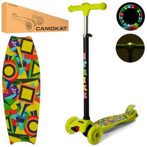 Самокат iTrike JR 3-055 MAXI, с фонариком, четырехколесный