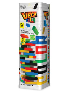 Игра настольная Danko Toys Дженга Vega Color GVC-01, с кубиком, 54 элемента