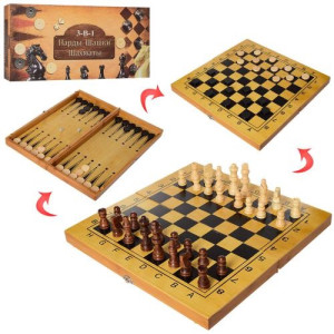 Игровой набор 162 Шахматы/Шашки/Нарды, деревянный, 3 в 1