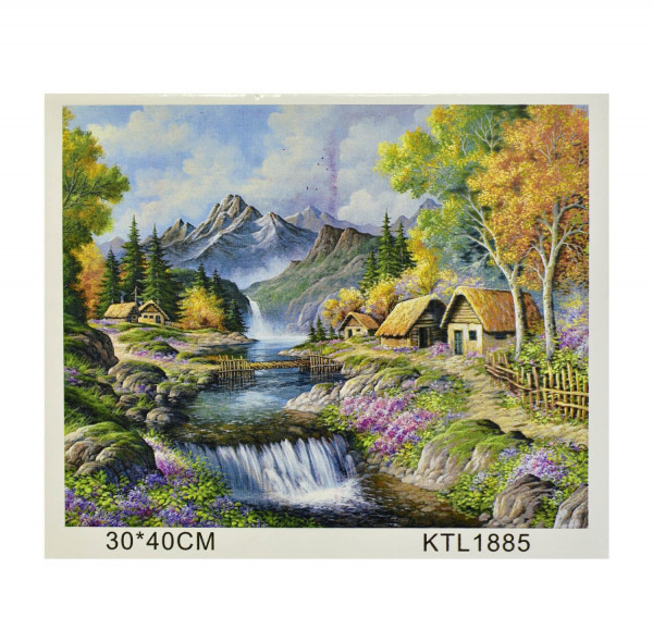 Картина по номерам KTL 1885 Деревня в горах, набор для рисования, 40х30см