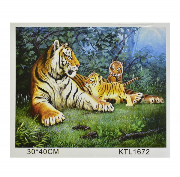 Картина по номерам KTL 1672 Семья тигров, набор для рисования, 40х30см