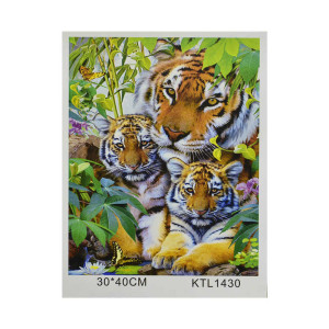 Картина по номерам KTL 1430 Тигры, набор для рисования, 40х30см