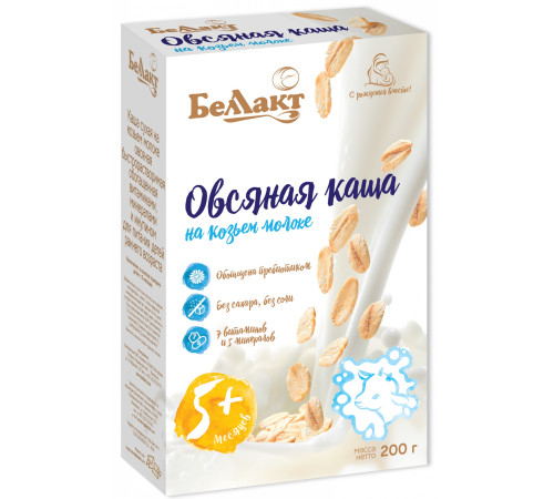 Каша на козьем молоке Беллакт Овсяная, 5m+, 200 гр