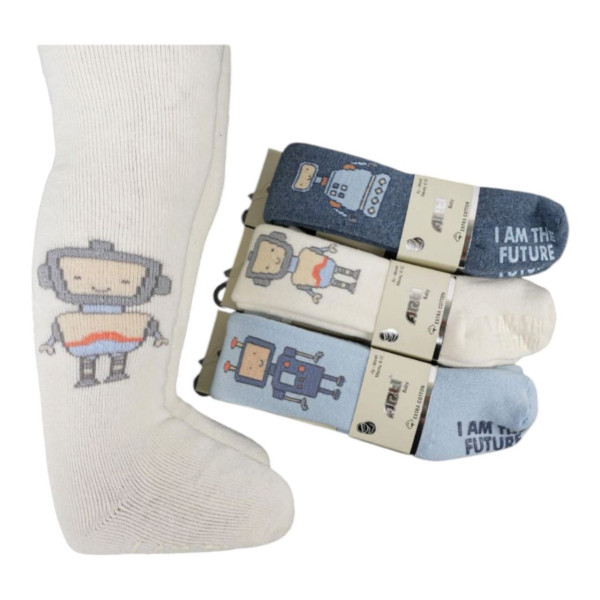 Колготки для мальчика Arti Baby Zipzip Робот, с тормозами, махра, 6-24м