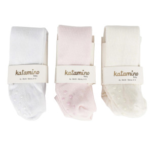 Колготки с тормозами для девочки Katamino, однотонные, хлопок, 6-24 м