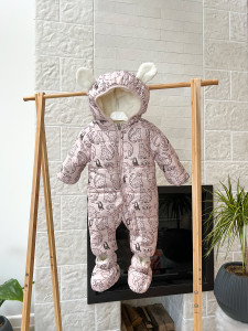 Комбинезон для девочки Животные, плащевка/шерпа, демисезонный, 6-24 м