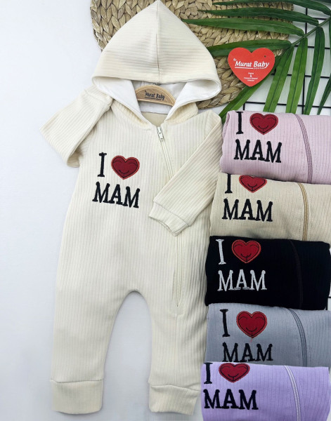 Комбинезон детский MuratBaby I lOVE MAM, рубчик, 1-12 м