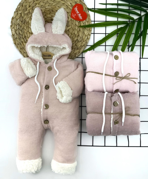 Комбинезон для девочки MuratBaby Зайчик, вязанный/велсофт, 12-24 м