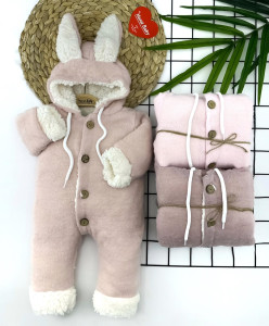 Комбинезон для девочки MuratBaby Зайчик, вязанный/велсофт, 12-24 м