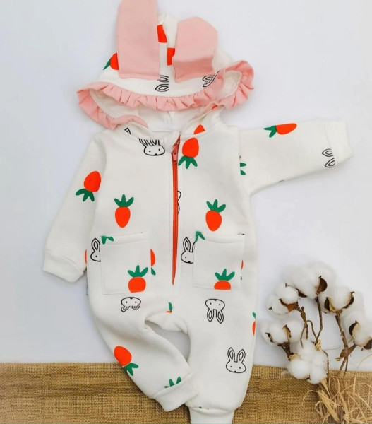 Комбинезон для девочки MuratBaby Зайка, с начесом, 1-12 м