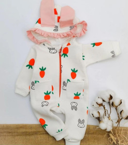Комбинезон для девочки MuratBaby Зайка, с начесом, 1-12 м