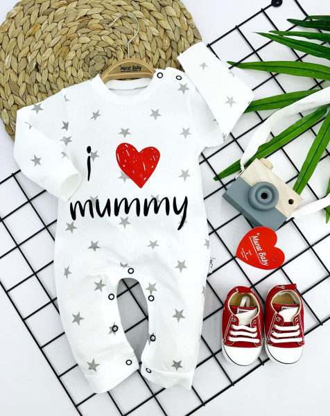 Комбинезон детский MuratBaby I Love Mummy, унисекс, хлопок, 1-12 м
