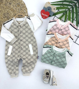 Комбинезон детский MuratBaby Луи Витон, унисекс, двунить, 1-12м