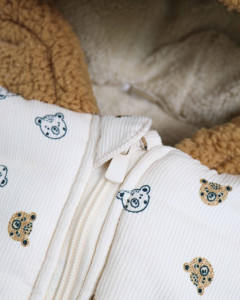 Комбинезон еврозима Мишка, унисекс, вельвет, подкладка велсофт, 6-24 м