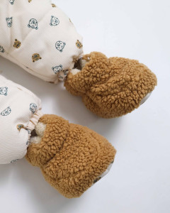 Комбинезон еврозима Мишка, унисекс, вельвет, подкладка велсофт, 6-24 м