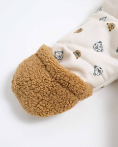 Комбинезон еврозима Мишка, унисекс, вельвет, подкладка велсофт, 6-24 м