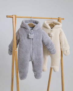 Комбинезон демисезонный Caramell Winter Star Boy Мишка, шерпа, хлопковая подкладка, 1-12 m