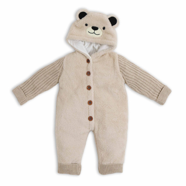 Комбинезон с капюшоном BabyMy Мишка, вязаный/велсофт, 3-12m