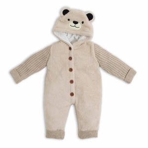 Комбинезон с капюшоном BabyMy Мишка, вязаный/велсофт, 3-12m