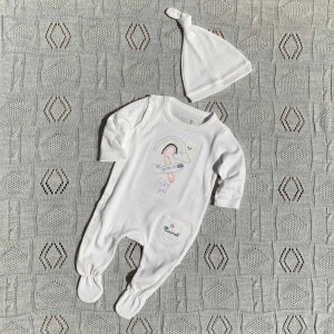 Комбинезон - человечек Caramell Summer Sun, с шапочкой, хлопок, 0-6 м