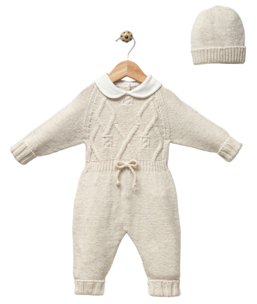 Комбинезон с шапкой NipperLand, вязаный, 2 элемента, 3-18 месяцев