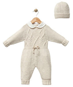 Комбинезон с шапкой NipperLand, вязаный, 2 элемента, 3-18 месяцев