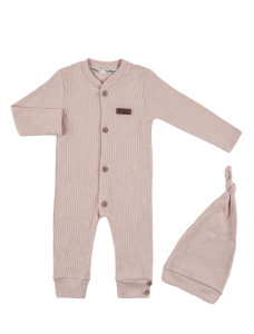 Комбинезон с шапочкой Bobby Baby Colored Ruffles, унисекс, рубчик, 1-12 м