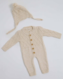 Комбинезон с шапкой BabyMy, вязаный, шерсть/акрил, 1-12m
