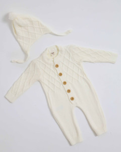 Комбинезон с шапкой BabyMy, вязаный, шерсть/акрил, 1-12m