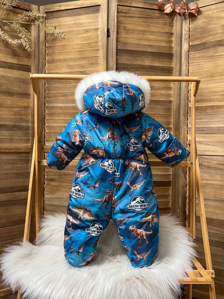 Комбинезон зимний NT-NB Украина Динозавры, овчина/велсофт, с мехом, 0-6M
