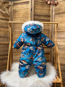 Комбинезон зимний NT-NB Украина Динозавры, овчина/велсофт, с мехом, 0-6M
