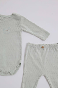 Комплект детской одежды Caramell Natural Baby, 3 элемента, трансферная рибана, 0-6 м
