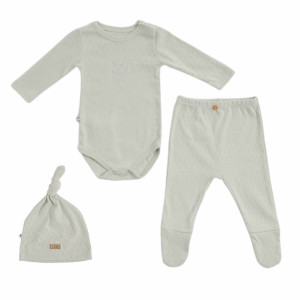 Комплект детской одежды Caramell Natural Baby, 3 элемента, трансферная рибана, 0-6 м