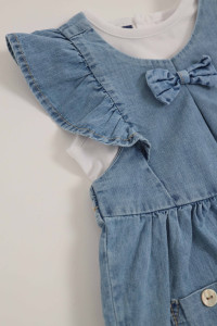 Комплект одежды для девочки Caramell Denim Girl, летний, интерлок/джинс, 3-18 м