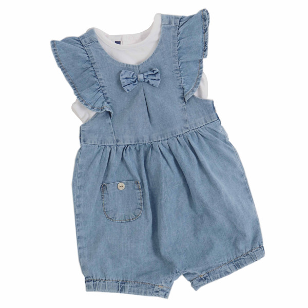 Комплект одежды для девочки Caramell Denim Girl, летний, интерлок/джинс, 3-18 м