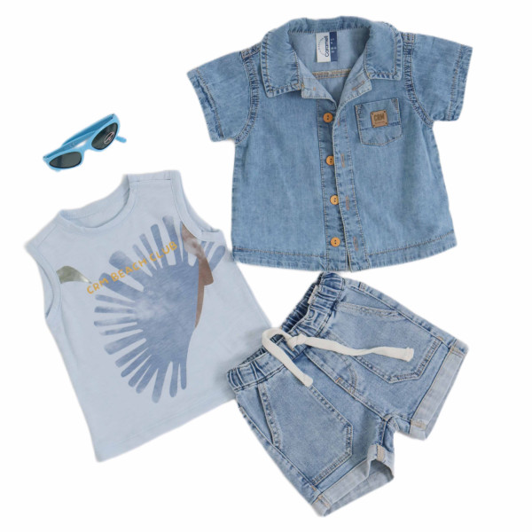 Костюм для мальчика Caramell Denim Boy, летний, джинс, 6м-3года