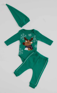 Костюм для мальчика Beyaz Bebek Олень, новогодний, 3 элемента, хлопок, 3-9 м