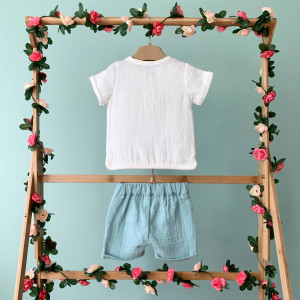 Комплект одежды для мальчика Caramell Natural Boy TKE8102, муслин, 0-12 м