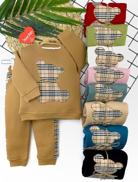 Свитшот со штанами Murat Baby Мишка в летку, унисекс, с начесом, 6-24 м